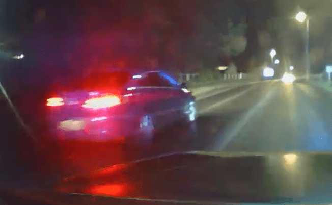 The chase was captured on a police dashcam
