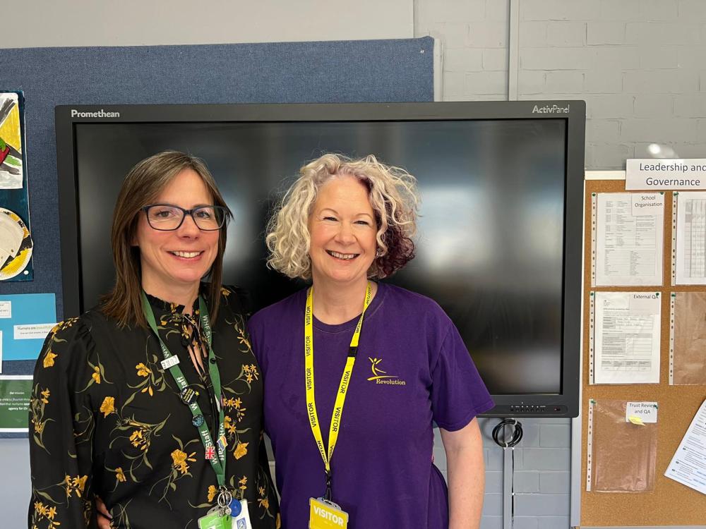 Gorse Hill headteacher Candida Hutchinson, left, and Revolution Performing Arts Founder Fi Glover