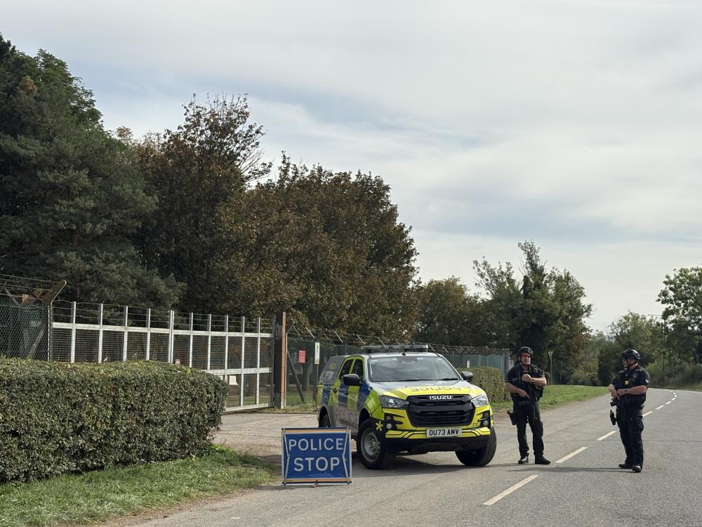 The incident saw police seal off roads around the base
