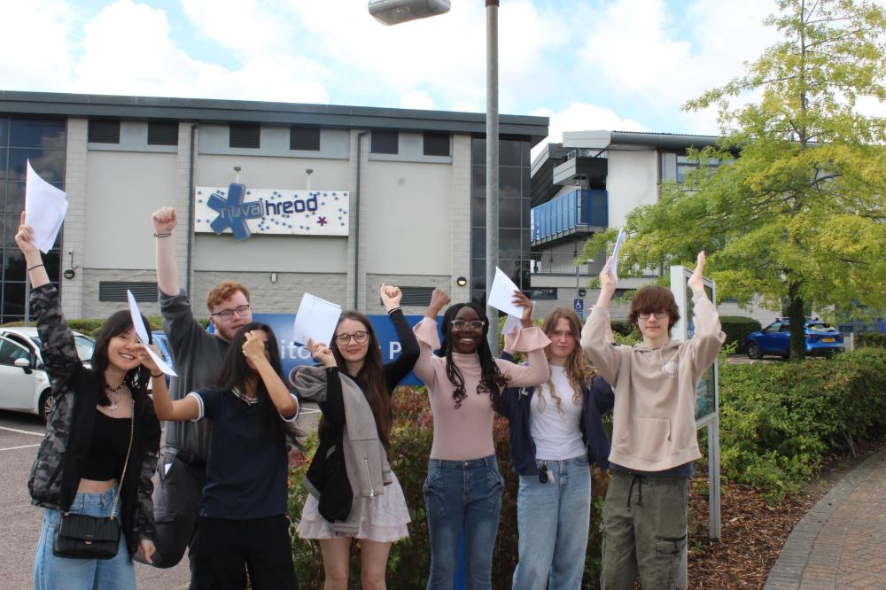 Year 11 students at Swindon's Nova Hreod Academy celebrate GCSE success